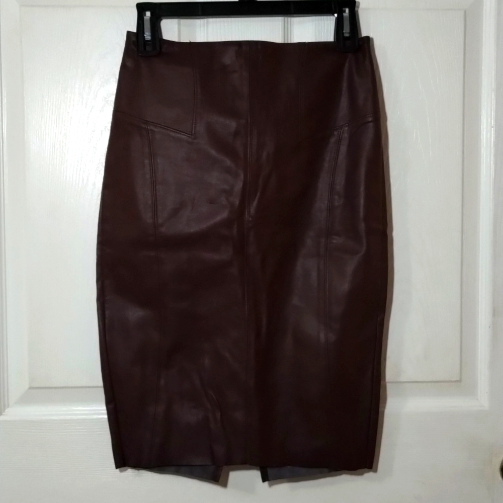 Burgundy Vegan Leather Skirt